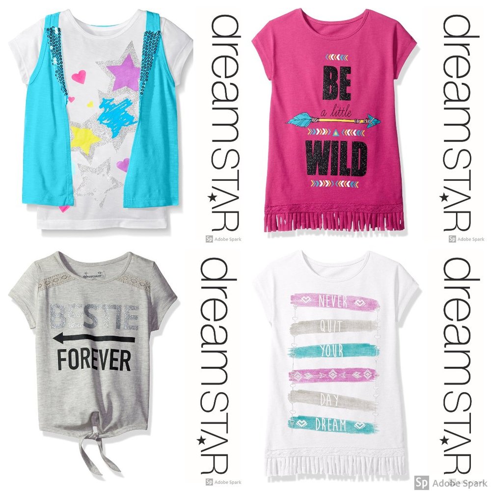 Dreamstar Girls Short Sleeve Tops‎ Graphic Tee Clothes Lot Size 6